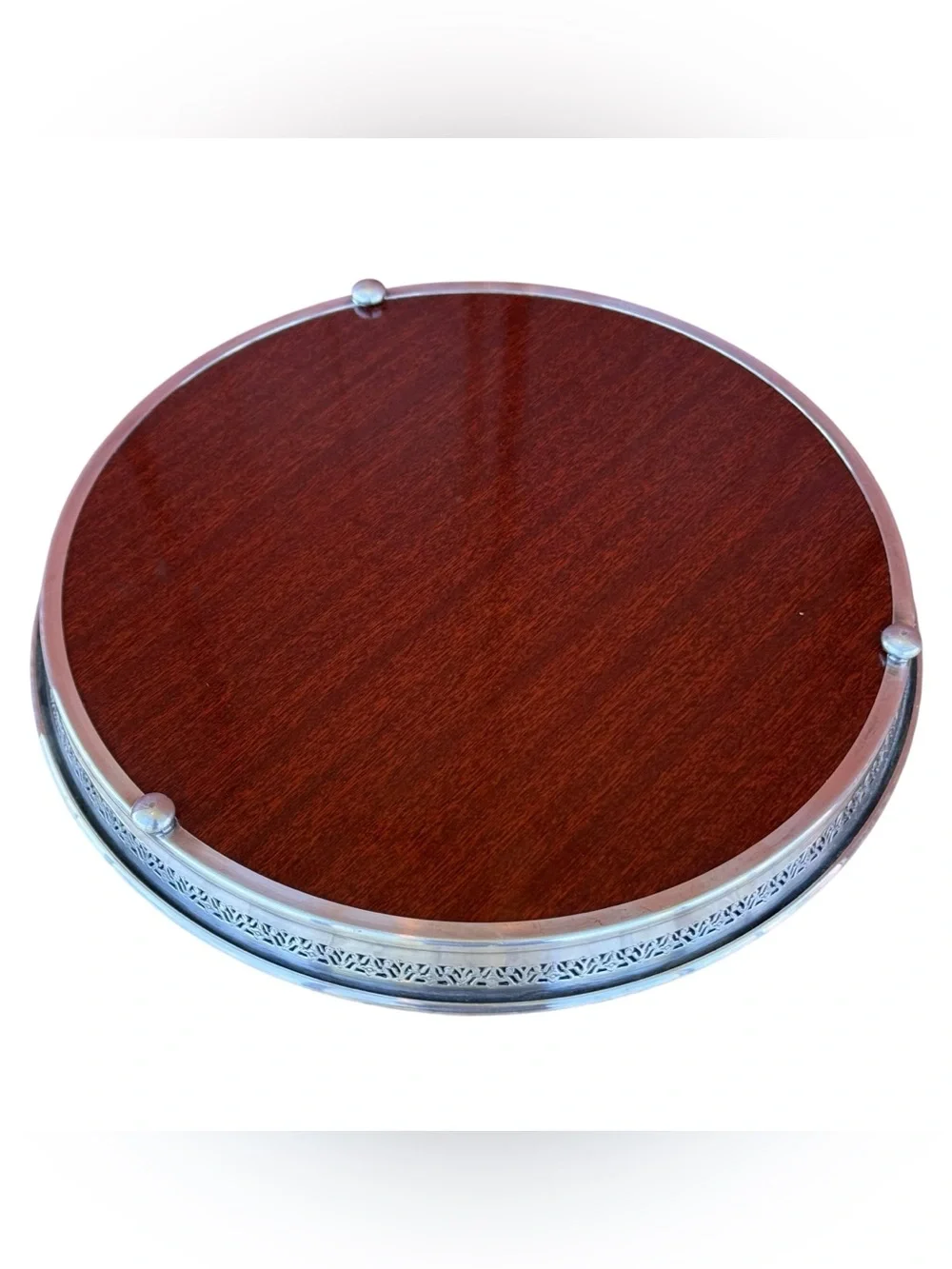 Vintage Mid Century Formica Wood Grain Serving Tray Retro Barware Decor